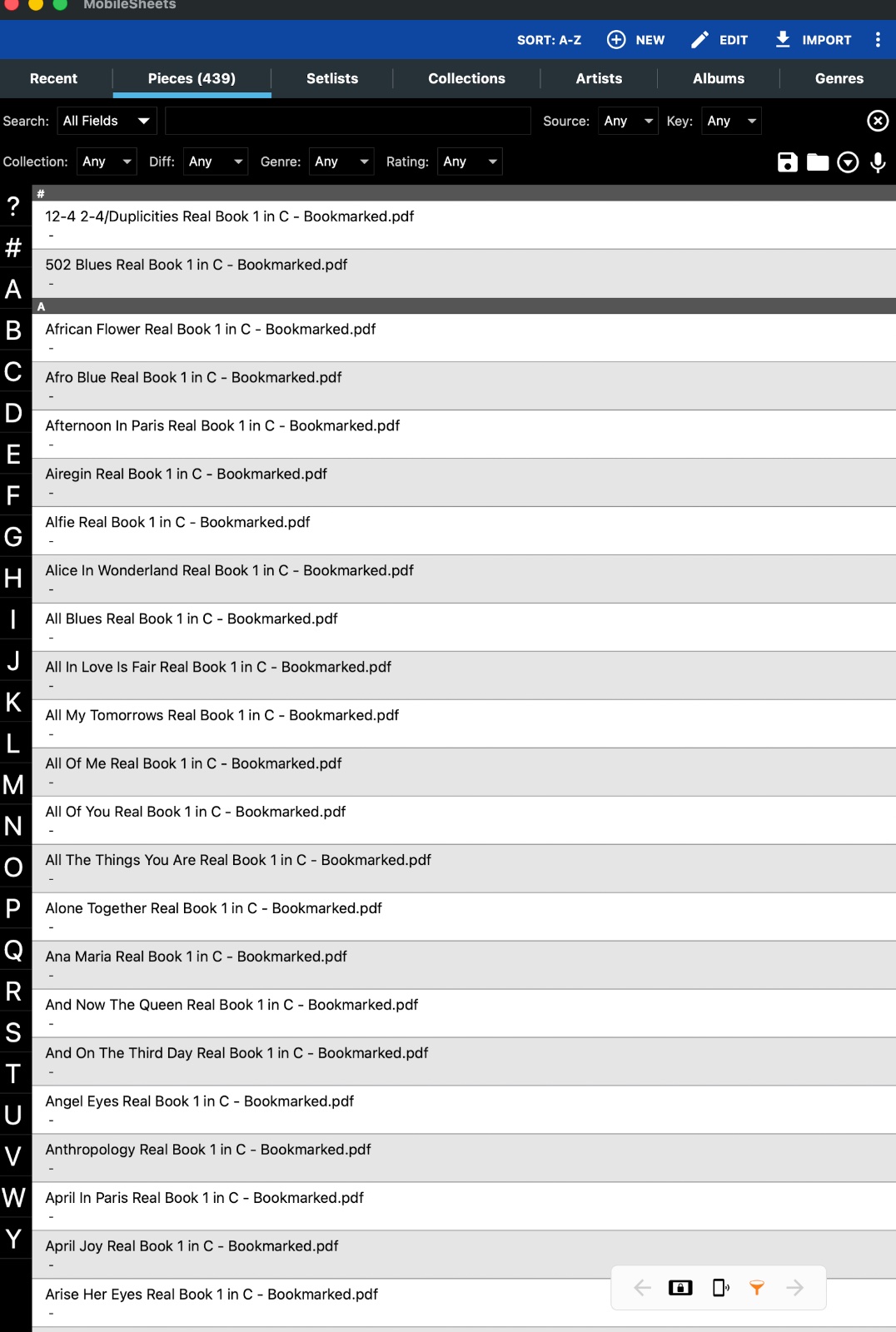 MobileSheets The Latin Real Book Eb view 2