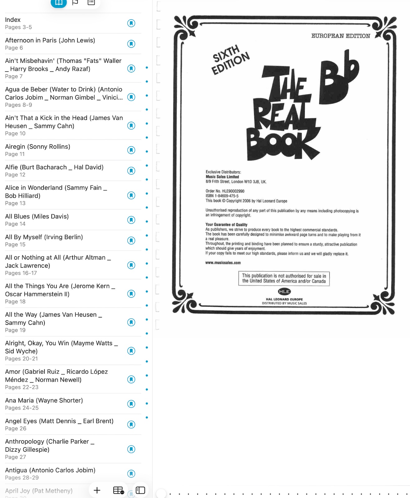 Real Book Vol. 1 — 6th European Edition in Bb